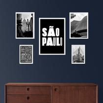 Composição 5 Quadros Cidade De São Paulo - com vidro Composição 5 Quadros Cidade De São Paulo - com vidro