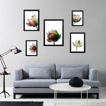 Composição 5 quadros Flores Claras Modernas