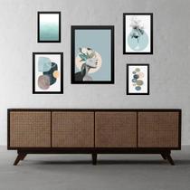 Composição 5 Quadros Modernos Sala Verde Água Composição 5 Quadros Modernos Sala Verde Água