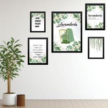 Composição 5 Quadros Para Lavanderia - Com Vidro Composição 5 Quadros Para Lavanderia - Com Vidro