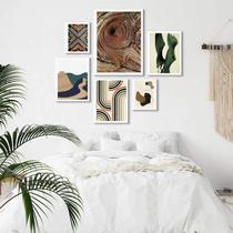 Composição 6 Quadros Abstratos Marrom Verde Sóbrios Composição 6 Quadros Abstratos Marrom Verde Sóbrios