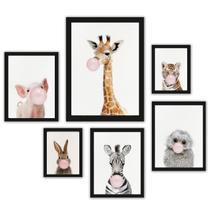 Composição 6 Quadros Animais Bubble Gum