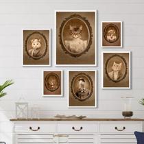 Composição 6 Quadros Animais Retrô Antigos