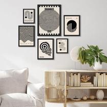 Composição 6 Quadros Bauhaus Preto E Branco - Com Vidro