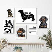 Composição 6 Quadros Cachorro Dachshund - Salsicha - com vidro Composição 6 Quadros Cachorro Dachshund - Salsicha - com vidro