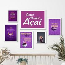 Composição 6 Quadros Decorativos Açaí - Com Vidro