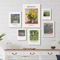 Composição 6 Quadros Decorativos Arte Monet - Com Vidro