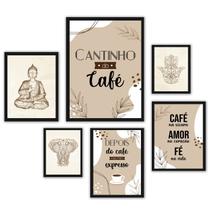 Composição 6 Quadros Decorativos Cantinho Café Zen - com vidro Composição 6 Quadros Decorativos Cantinho Café Zen - com vidro