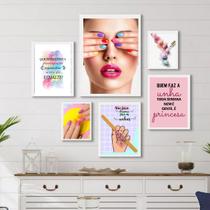 Composição 6 Quadros Decorativos Esmalteria - com vidro