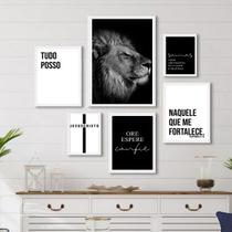 Composição 6 Quadros Decorativos Evangélicos- Jesus Cristo - com vidro