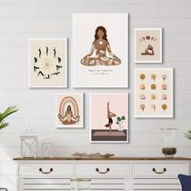 Composição 6 Quadros Decorativos Yoga - com vidro