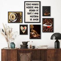 Composição 6 Quadros Decoratrivos Café- Amor