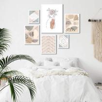 Composição 6 Quadros Minimalistas Quarto - Bege Composição 6 Quadros Minimalistas Quarto - Bege