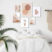 Composição 6 Quadros Minimalistas Quarto Mulheres - Vidro