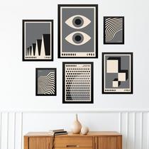 Composição 6 Quadros Modernos Bauhaus Cinza
