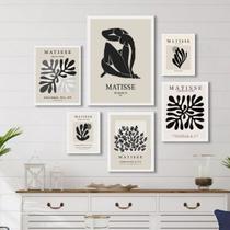 Composição 6 Quadros Obras Matisse- Preto e Branco - com vidro