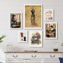 Composição 6 Quadros Vintage Para Atelier De Costura