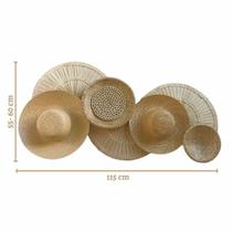 Composição Cestaria Painel de Parede Cajarana Decoração Boho Chapéu