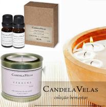 Composição Kit de Óleos Essenciais Relax e Vela Natural Óleo de Verbena