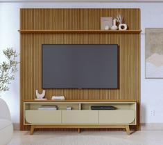 Composição Luna Painel Frisado com Bancada 3 Gaveta P/ TV's Até 75'' - Cumaru/Opala Madetec