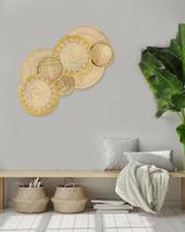 Composição Painel de Parede Cestos de Palha Decorativos Kalani