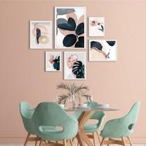 Composição Quadros Decorativos Artes AzuisERosa - com vidro