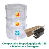Composteira Ecopedagógica 12L + Kit Compostagem