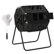 Composteira Giratória Outsunny 360 Câmara Dupla 160L Preta Composteira Giratória Outsunny 360 Câmara Dupla 160L Preta