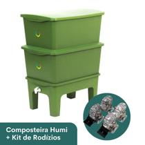 Composteira Humi 90L + Kit Rodízios