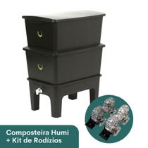 Composteira Humi 90L + Kit Rodízios