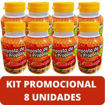 Composto Antigripal Farmel Mel, Própolis, Abacaxi, Acerola e Frutas Cítricas 350g Kit Promocional 8 Unidades