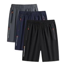 Compre kit com 3 bermudas dry fit de seda gelada esportivas - premium