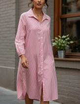 Compre Vestido Chemise listrado vermelho e ganhe regata Compre Vestido Chemise listrado vermelho e ganhe regata