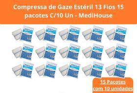 Compressa de Gaze Estéril 13 Fios 15 pacotes C/10 Un - MediHouse