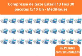 Compressa de Gaze Estéril 13 Fios 30 pacotes C/10 Un - MediHouse Compressa de Gaze Estéril 13 Fios 30 pacotes C/10 Un - MediHouse
