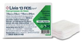 COMPRESSA DE GAZE ESTERIL 7,5x7,5 13 FIOS LIVIA - 10PCT C/10UN - AMERICA MEDICAL COMPRESSA DE GAZE ESTERIL 7,5x7,5 13 FIOS LIVIA - 10PCT C/10UN - AMERICA MEDICAL