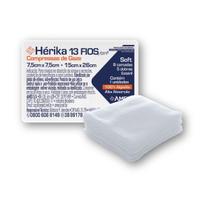 COMPRESSA DE GAZE ESTERIL HERIKA 13 FIOS 7,5CM X 7,5CM SOFT Com 5 AMED Kit com 100 Pacotes