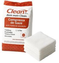 Compressa de gaze nao esteril 13 fios 7,5x7,5 pacote 800 marca clean Compressa de gaze nao esteril 13 fios 7,5x7,5 pacote 800 marca clean