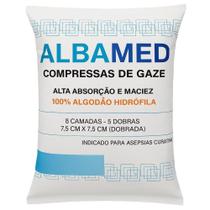 Compressa Gaze Curativo 09,11,13 Fios 100Algodão Pacote 500 unidades - AlbaMed