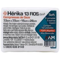 Compressa Gaze Hérika Estéril 13Fios 7.5x7.5cm 10 compressas Compressa Gaze Hérika Estéril 13Fios 7.5x7.5cm 10 compressas
