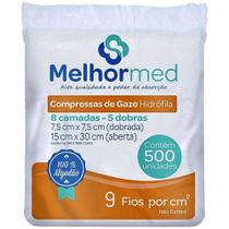 Compressa Gaze Hidrofila MelhorMed 9fios 7.5x7.5cm - Pacote - Melhor Med