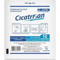 Compressas de Gaze Estéril Sanfarma Cicatrisan 13 Fios 7,5cm X 7,5cm com 10 Unidades