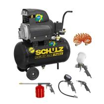 Compressor 2CV Pratiko CSI 8,6/25 + Kit Acessório 5 Peças Schulz 127V