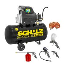 Compressor 2CV Pratiko CSI 8,6/50 + Kit Acessório 5 Peças Schulz 220V