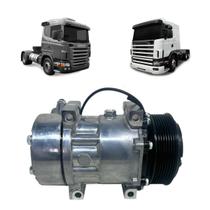 COMPRESSOR 7H15 4 PASSANTES SCANIA 2007 POLIA 8PK SAIDA LATERAL 24V OEM: 1412263 Única