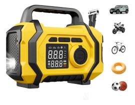 Compressor Ar Auxiliar Partida Chupeta Carro Pneu Motor Bicicleta Luz Led Carregador Portatil Multiuso Automotivo Compressor Ar Auxiliar Partida Chupeta Carro Pneu Motor Bicicleta Luz Led Carregador Portatil Multiuso Automotivo