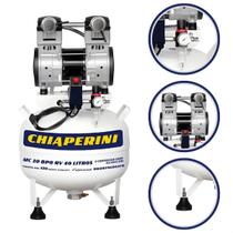 Compressor Ar Odontológico 40 Litros 10 Pés 2Hp Chiaperini Profissional 120 Libras Isento Óleo Seco