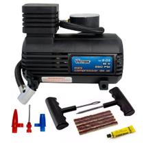 Compressor de Ar 12V 250 PSI Com Kit Reparo Pneu Sem Câmara