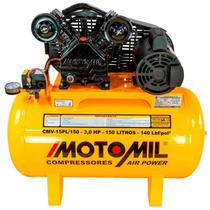 Compressor de Ar 15 Pés 3HP 150 Litros Air Power Mono 110/220V CMV-15PL/150 MOTOMIL