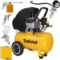 Compressor De Ar 24l 2,5hp + Kit Pintura Funilaria 5 Peças - Tekna